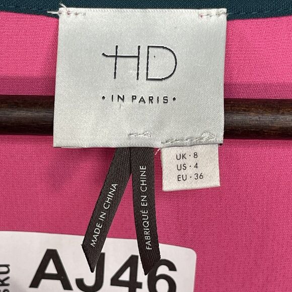 HD‎ In Paris A Line Dress Women Size 4 Pink Flutter Sleeve High-Low Hem - Picture 3 of 16
